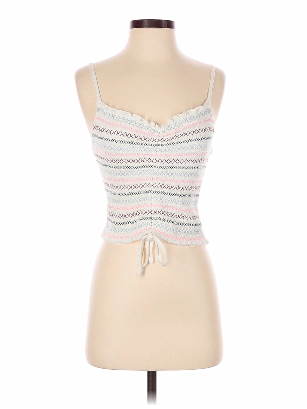 Lulu's Cream Knit Striped Cami with Pastel Accents